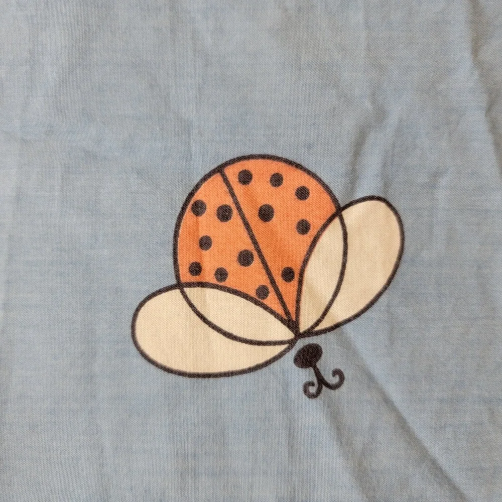 The Company Store Blue Cotton Ladybug Print Duvet Cover European Single 83